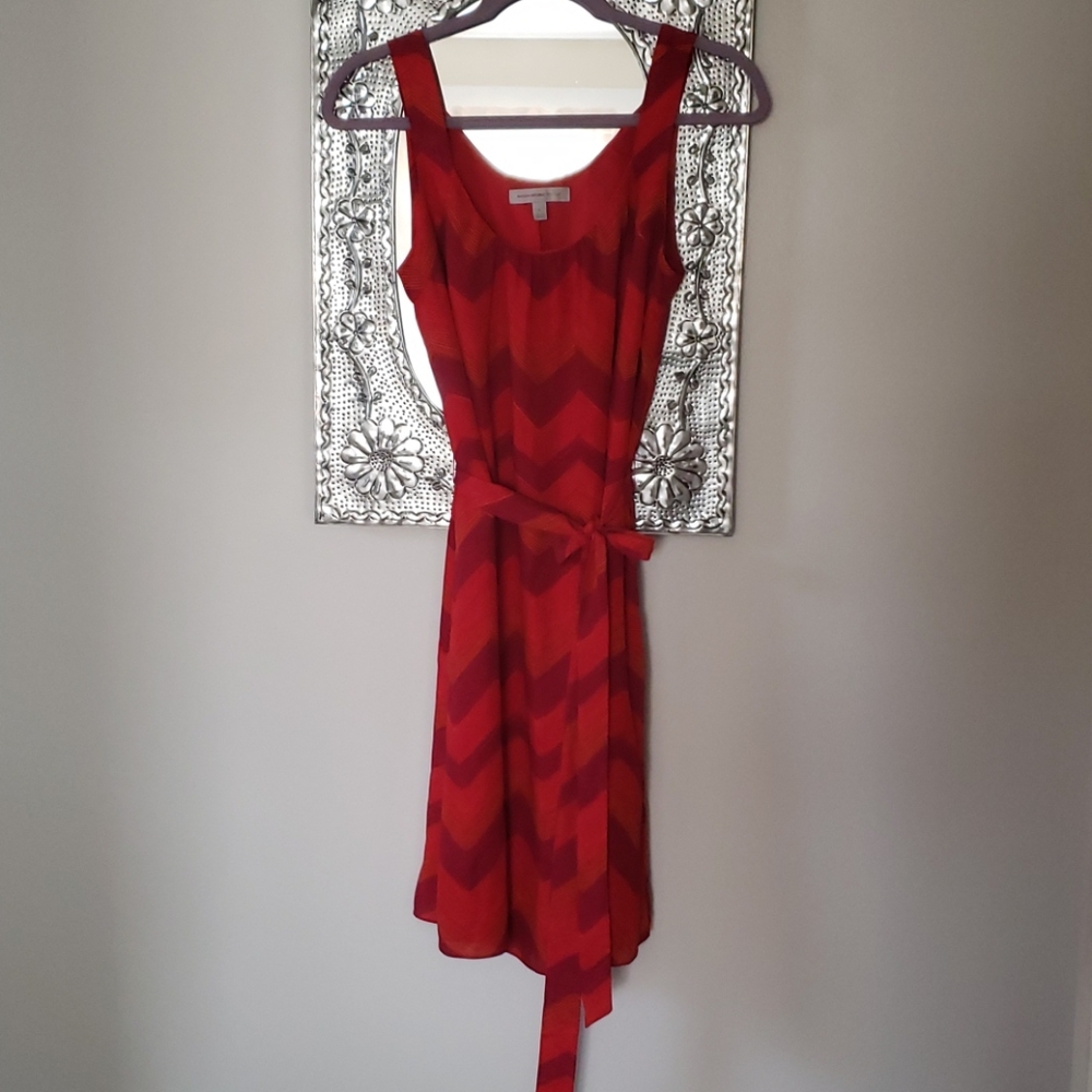 Banana Republic Chevron Red Orange Dress sz 8